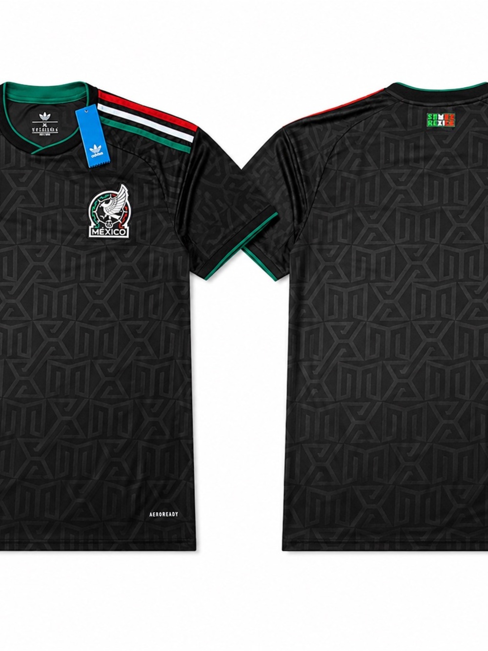 adidas Black Mexico Football Jersey with Red, Green & White Accents